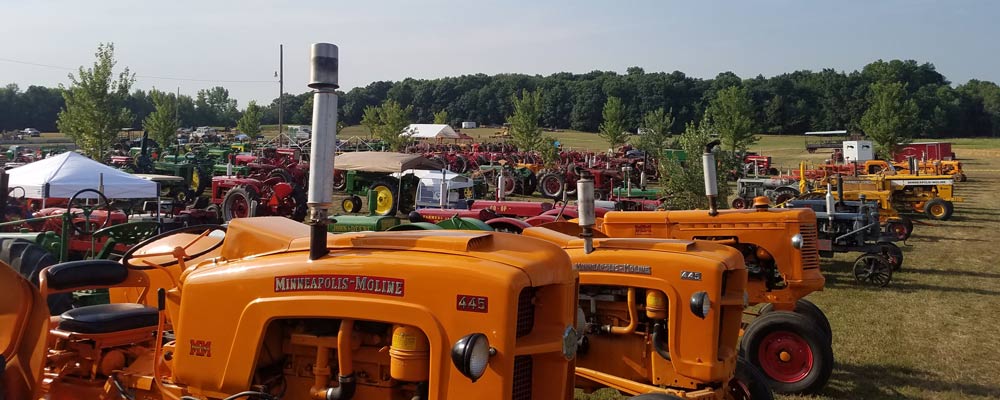 Tractor rows at the Nowthen Threshing Show.